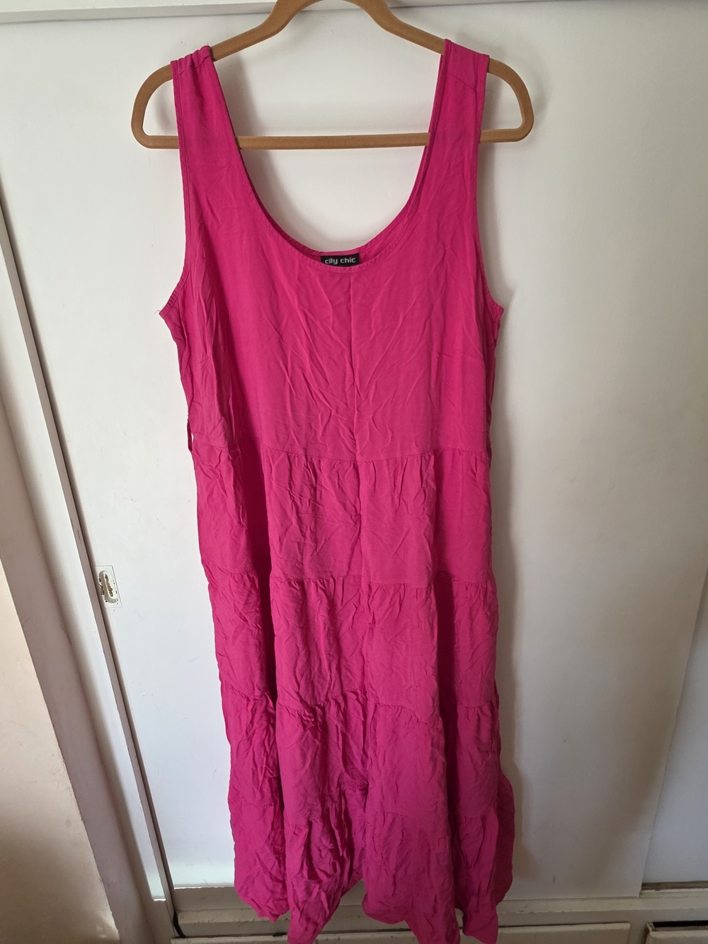 City Chic Bright Hot Pink Sleeveless Midi Dress